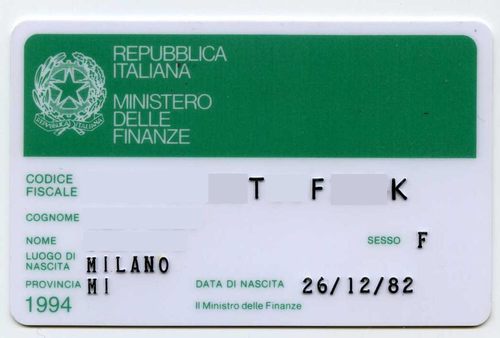 Codice fiscale rilasciato in Italia