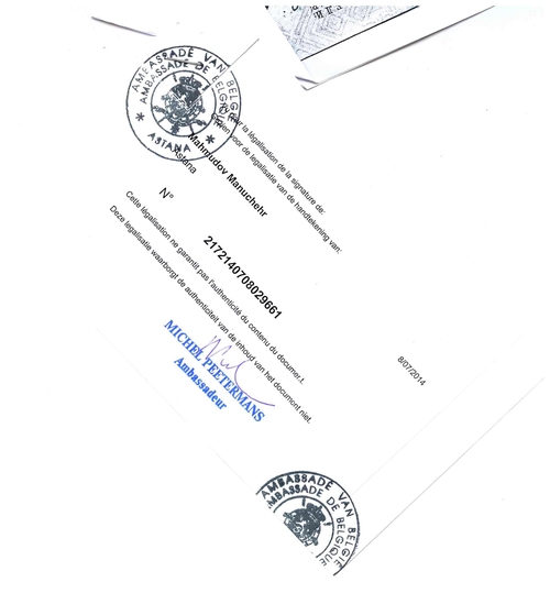 Legalizzazione di un documento tagiko per il Belgio